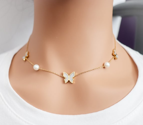 Fashion Not Fade Jewelry Gold Plated Butterfly Layering Necklaces