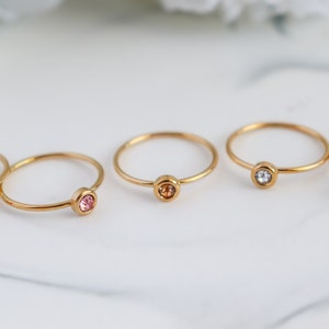 Custom Birthstone Ring, Baguette Ring, Stacking Ring, Dainty Ring, Cubic Zircon Ring, Personalized Rings, Valentine Gift , Birthstone Rings