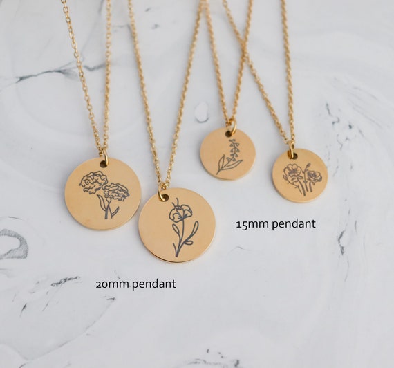 Combined Birth Month Flower Necklace - Custom Engraving – Chapman Jewelry