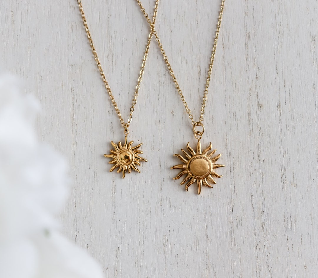 Tiny Sun Necklace 18K Gold Plate / 16 -17- 18 Inches