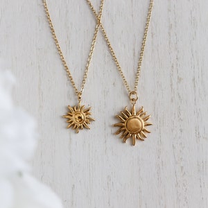 Solid Sun Necklace, Sunburst 18K Gold Plated, Layering Necklace, Bridesmaid, Mothers gifts, Dainty, Minimalist, Necklace For Women