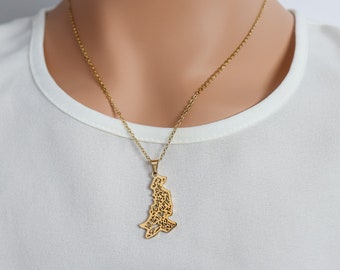 Calligraphy Pakistan Map Necklace, Pride Country Map, 18-Karat Gold Plated, Meaningful Mothers Gift for her, Mom, Girl Friend