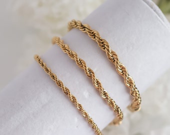 Rope Chain Bracelet Essential 18K Gold Plated Layering Dainty minimalist chains bracelets, Bridesmaid, Mothers Gift, Bracelet for women