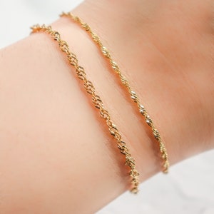 Twist Chain Bracelet 2/4mm 18K Gold Plated Layering Dainty minimalist chains bracelets, Bridesmaid, Mothers Gift, Bracelet for women