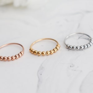 Bead Fidget Ring, 18K Gold Plated Ring, Everyday Rings, Mothers Gift for her, Mom, Spinner Ring, Anxiety Ring. Ring for Women