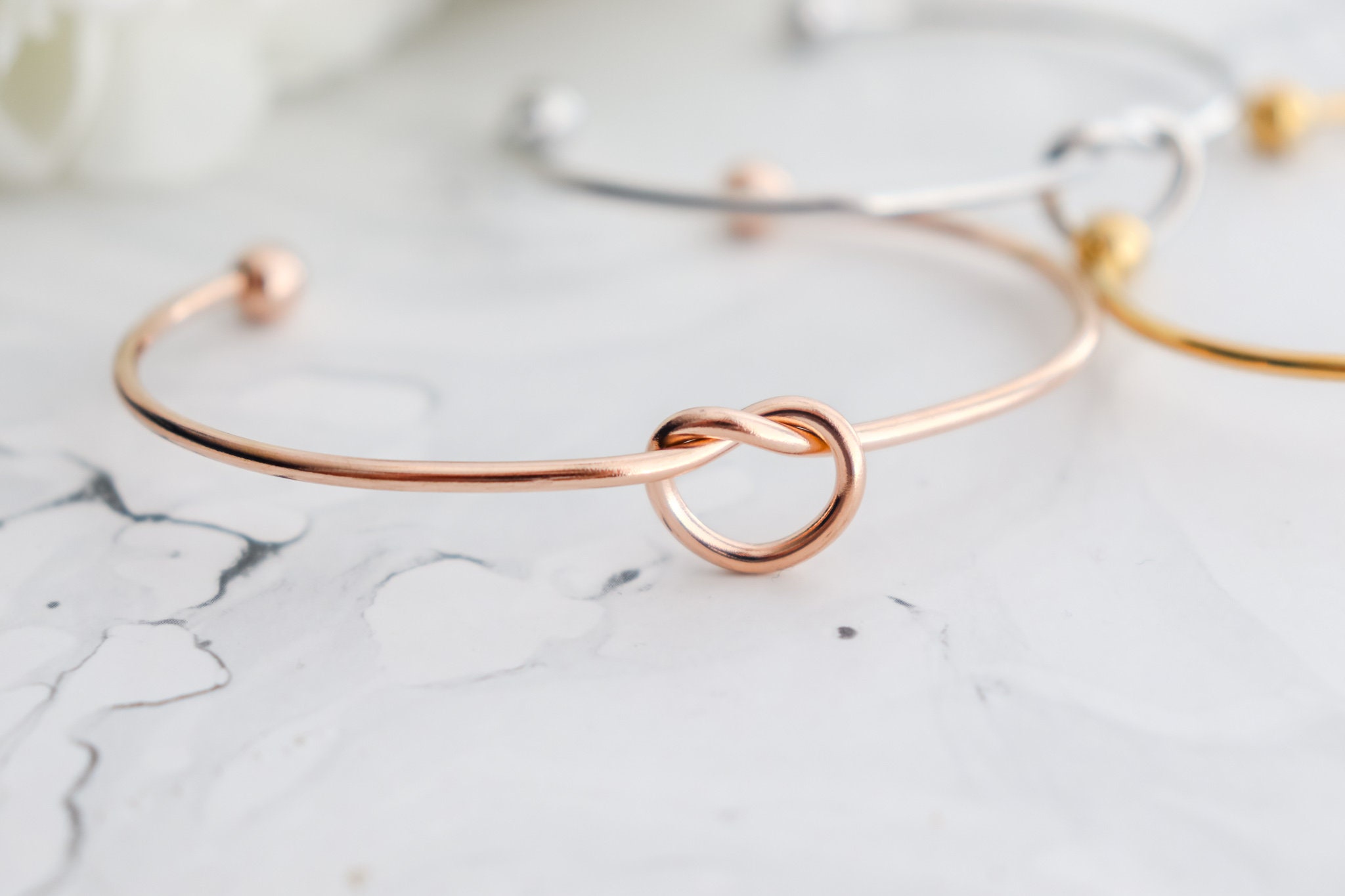 Love Knot Bangle Bracelet 18k Gold Plated Layering Dainty Etsy Ireland