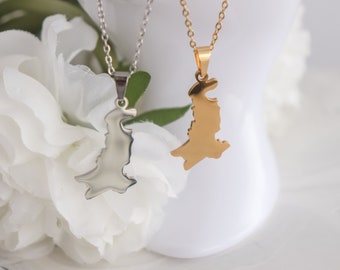 Pakistan Solid Map Necklace, 18K Gold Plated, Pakistan Jewellery Simple Casual, Trendy, Eid Gifts for Her, Hypoallergenic, Waterproof