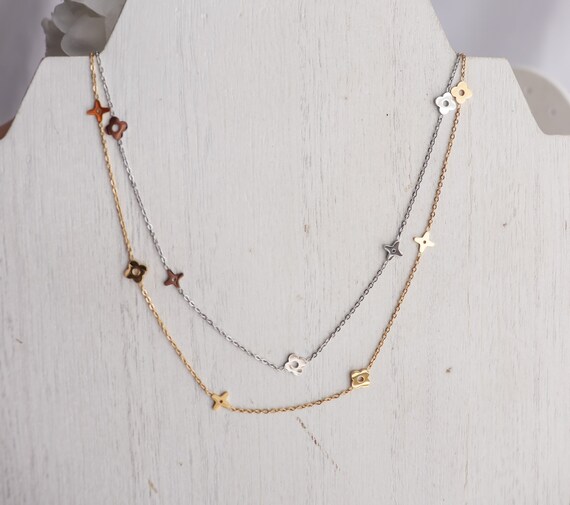 Minimal Clover Star Necklace 18K Gold Plated Layering Necklace