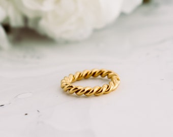 Thick Rope Ring, 18K Gold Simple Statement Ring, Bridesmaid, Mothers Gift for her, Dainty, Minimalist, Ring for women, Waterproof