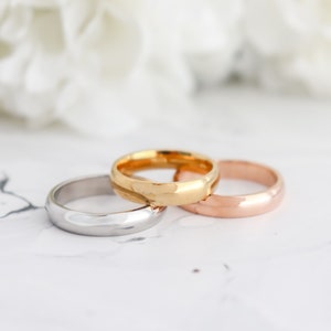 Rounded Band Ring, 18K Gold Rose Gold Silver, Simple Statement Ring, Bridesmaid, Mothers Gift for her, Dainty, Minimalist, Ring for women