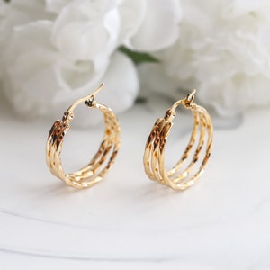 Layered Twist Earring 18K Gold Plated Tarnish Resistant Minimalist, Bridesmaid, Mothers Dainty Gift for her, Mom Earring For Women