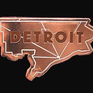 Detroit City Map Copper - Enamel Pin