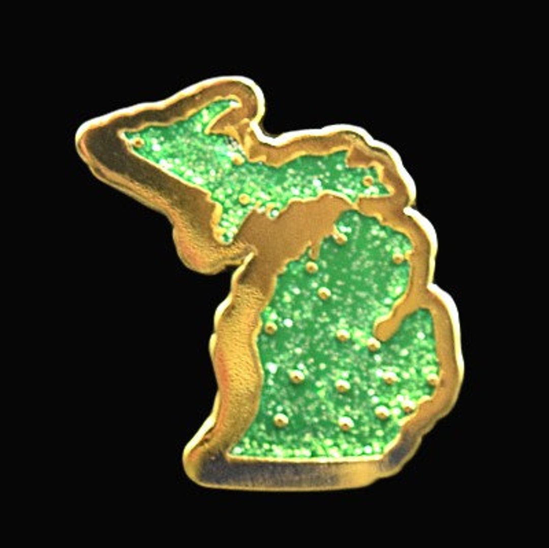 Michigan Map - Green - Enamel Pin - Etsy