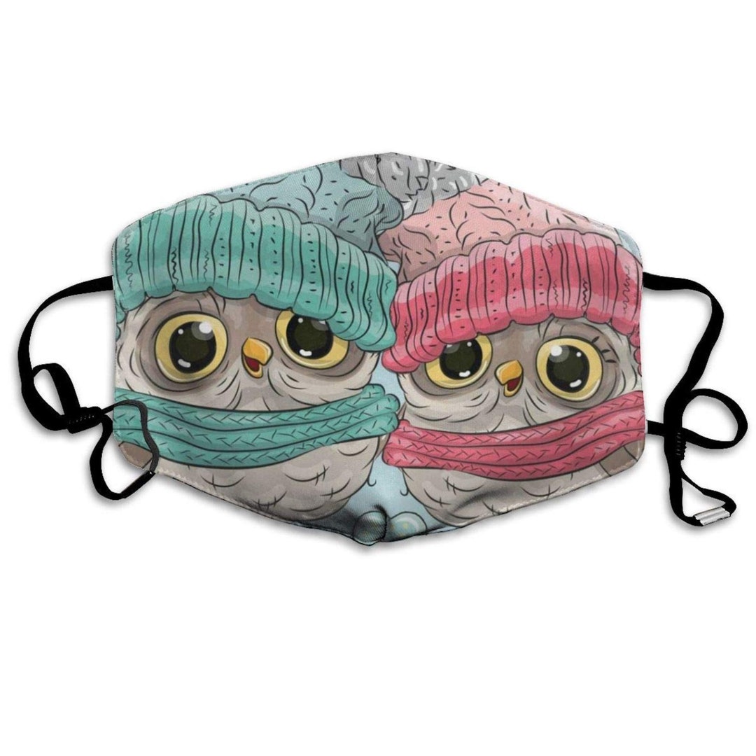 Cosy Owls, Face Mask With 2 Carbon Pocket Filters Animal Themed Face Masks Bird Face Masks Etsy