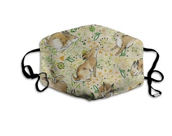 Bunny Face Mask with 2 Carbon Filters - Reusable, Washable, Breathable Rabbit Themed Face Coverings