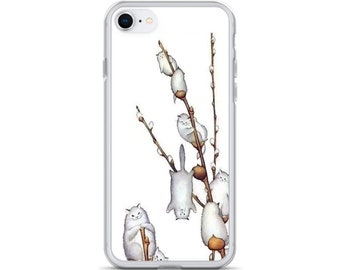 Pussywillow iPhone Case -  Cat Phone Case - Catkins Pattern - Pussy Willow Phone Cases