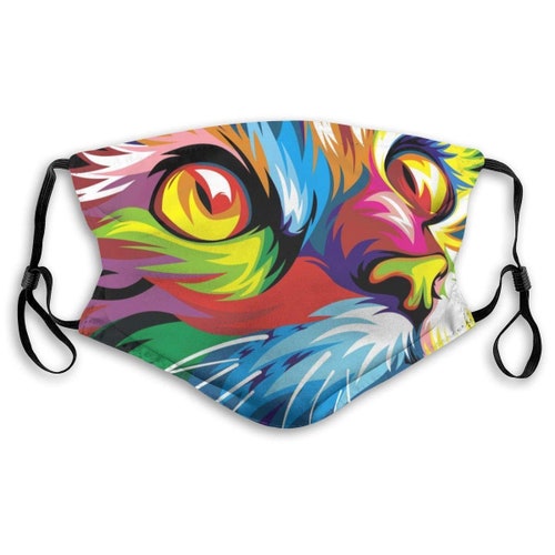 Colourful Cat Face Mask With 2 Free Carbon Filters Etsy UK