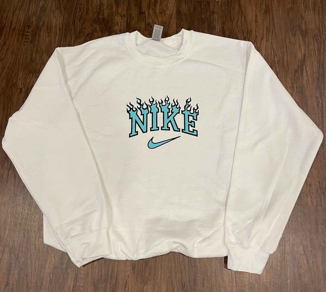 custom vintage nike flame sweatshirt