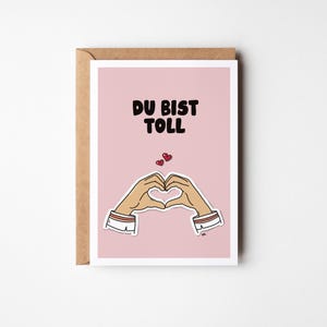 Postkarte Du bist toll – süße Comic-Grußkarte A6, kleines Geschenk für Lieblingsmensch oder Kollegin, optional mit Kraftpapier-Umschlag