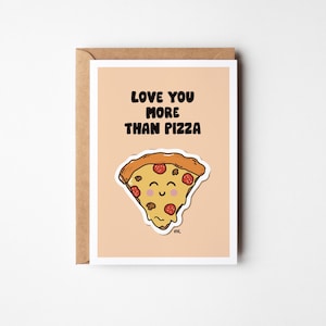 Postkarte Ich liebe dich – süße Grußkarte mit Pizza-Design,A6 Karte für Valentinstag, Jahresta, Liebe,optional mit Kraftpapier-Umschlag