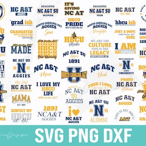ノースカロライナ A&T 州立大学 SVG、新 HBCU 2025、NC AT アギーズ 1891 SVG、HBCU バンドル SVG、デジタル ファイル、SVG PNG DXF。