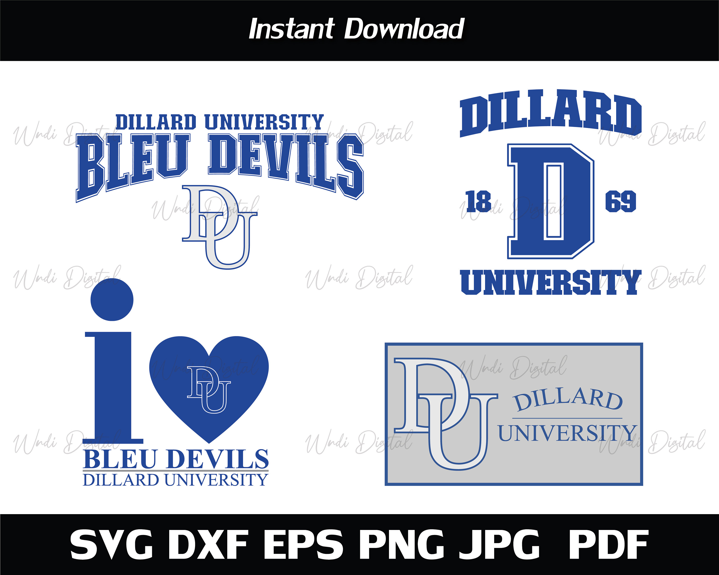 Dillard University Svg , Dillard 1869 , I LOVE Bleu Devils SVG , Cut