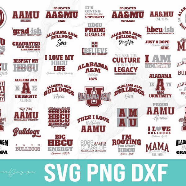 Paquete SVG de los Bulldogs de Alabama A&M, Orgullo de las HBCU (Descarga digital)