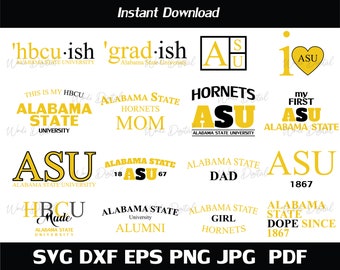 Hbcu - ish Alabama State University Svg , HBCU Bundle svg , Cut Files, Svg Files for Cricut, Silhouette cut files.