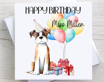 Boxer Dog "happy Birthday" Card (6" X 4") With Envelope - Blank Inside ...