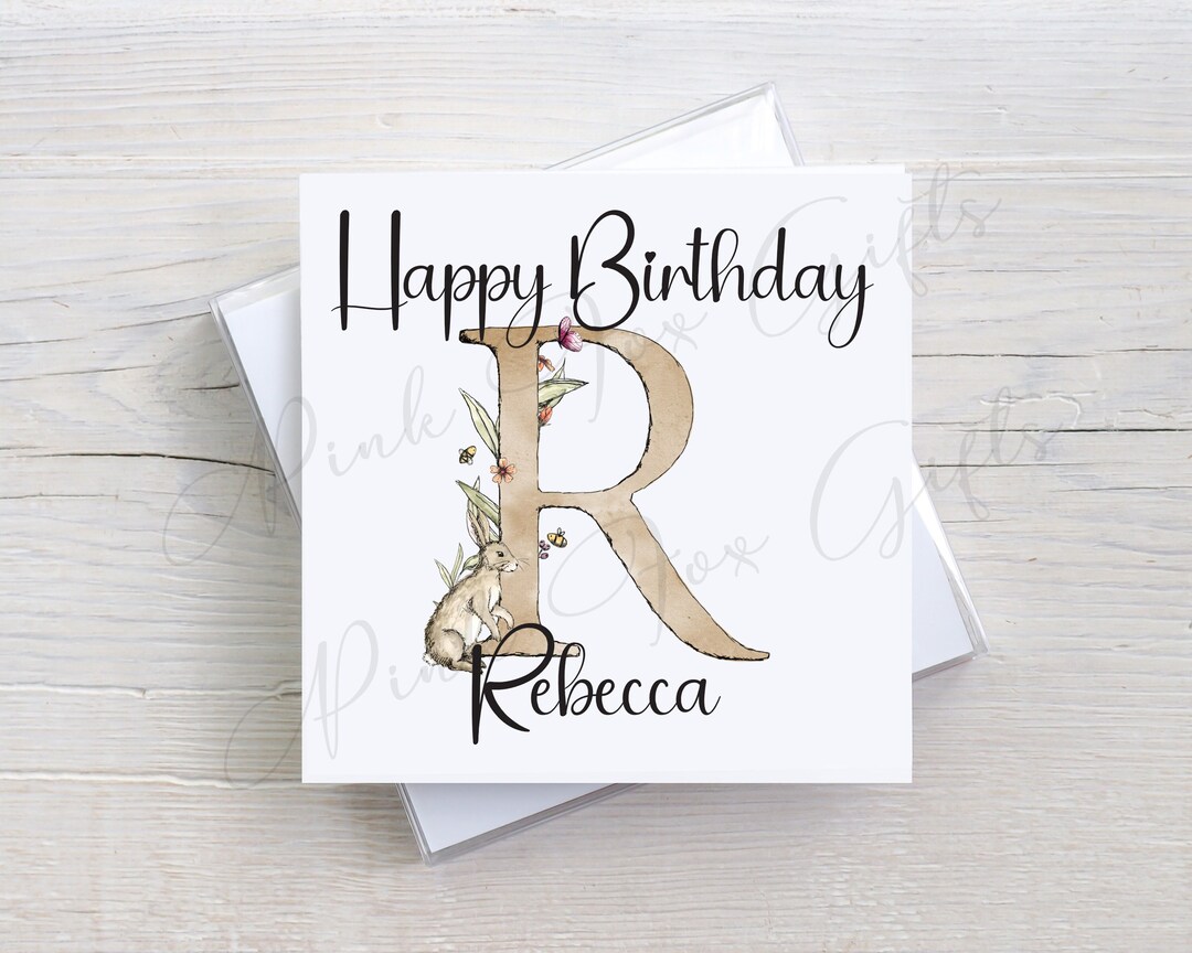 Personalised Birthday Card, Letter R - Etsy UK