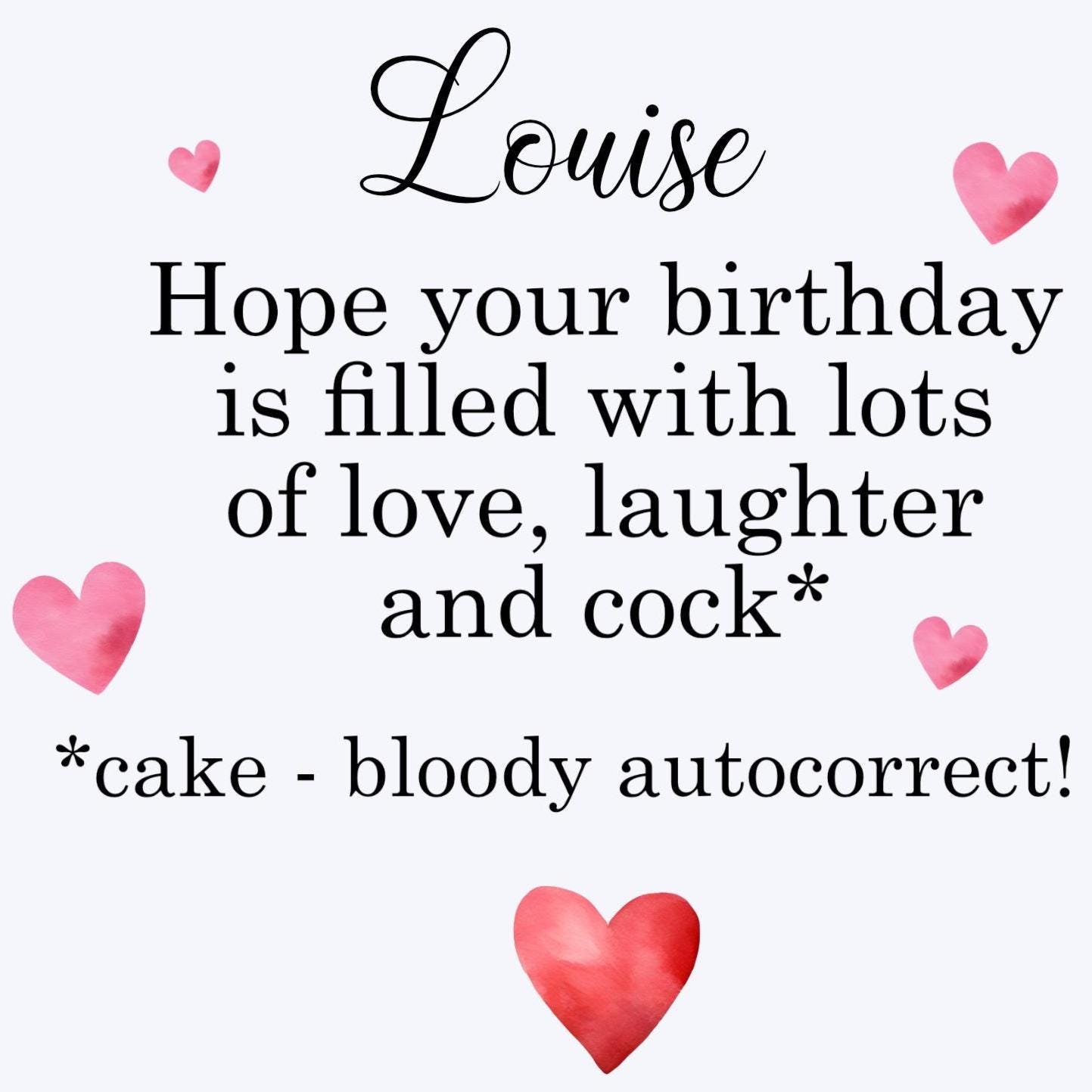 Personalised Rude Birthday Card | Funny Autocorrect Friend - Etsy UK