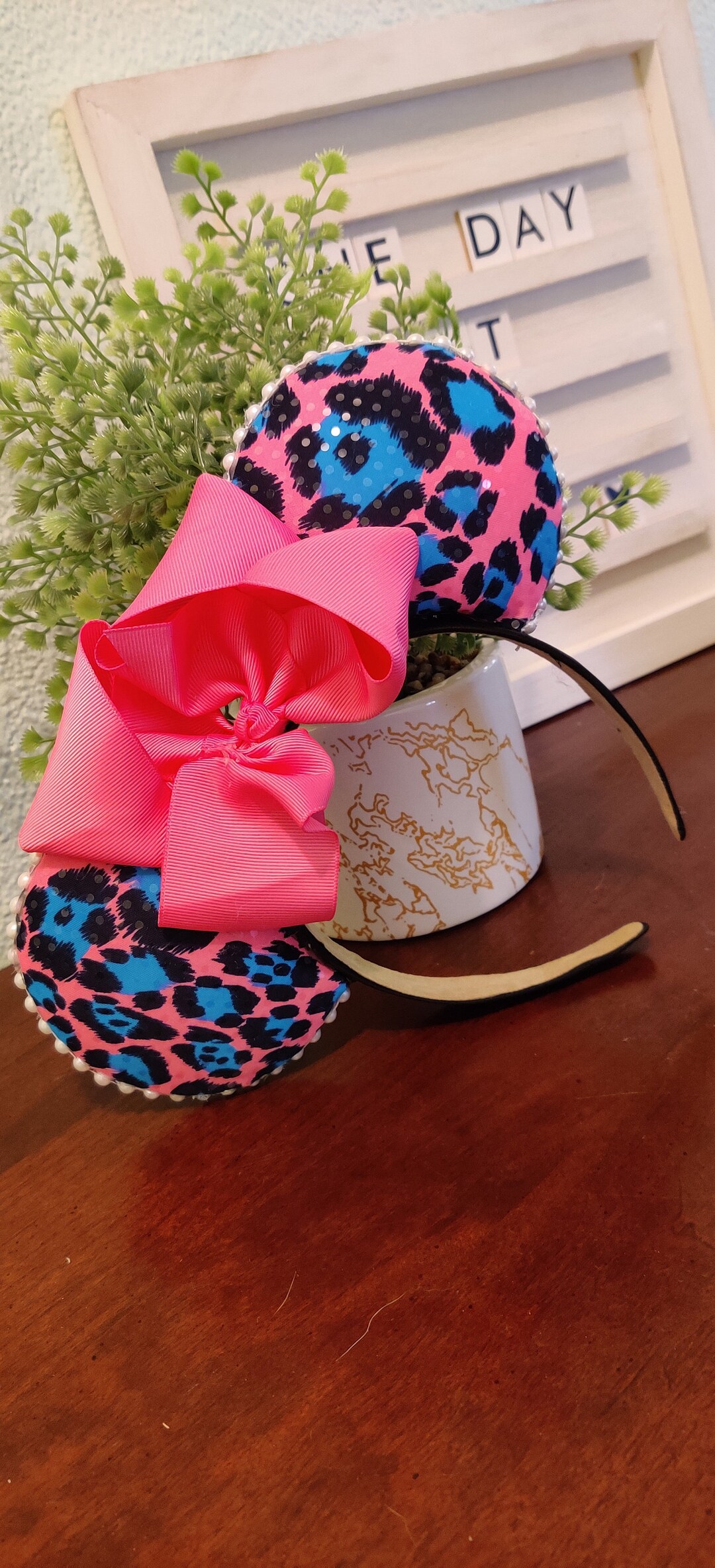Hot Pink Leopard Print Ears/mickey Inspired Ears/ Minnie Etsy