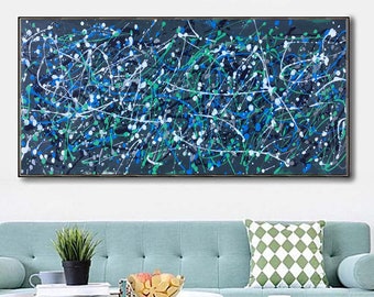 Jackson Pollock style Abstract painting ,Original Large Canvas Painting ,Oversize Painting,Hand Made Wall Art ,Acrylic Painting,JP003