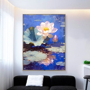 Lotus Painting,Flowers Painting,Oversize Painting,Large Painting,Hand Made Wall Art,Acrylic Painting,Oil painting,03