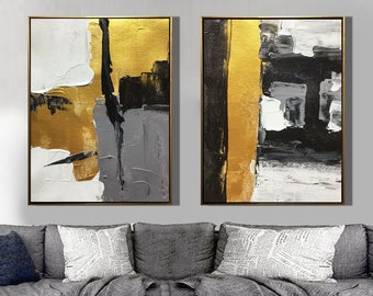 Gold Black Abstract Art Wall Painting Extra Large - Etsy