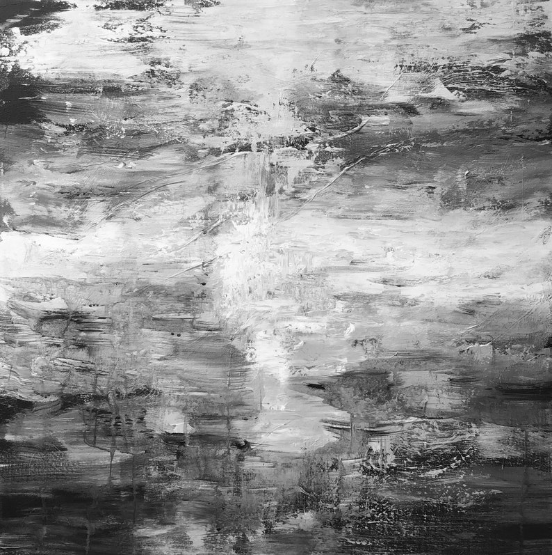 Extra Large Black White Abstract Painting contemporary Etsy