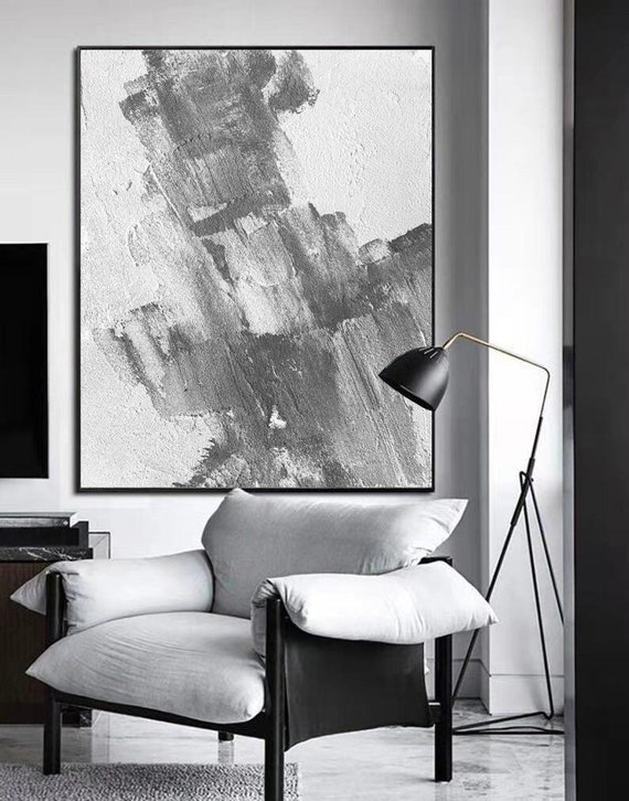 Large Original Gray Abstract Painting contemporary Etsy
