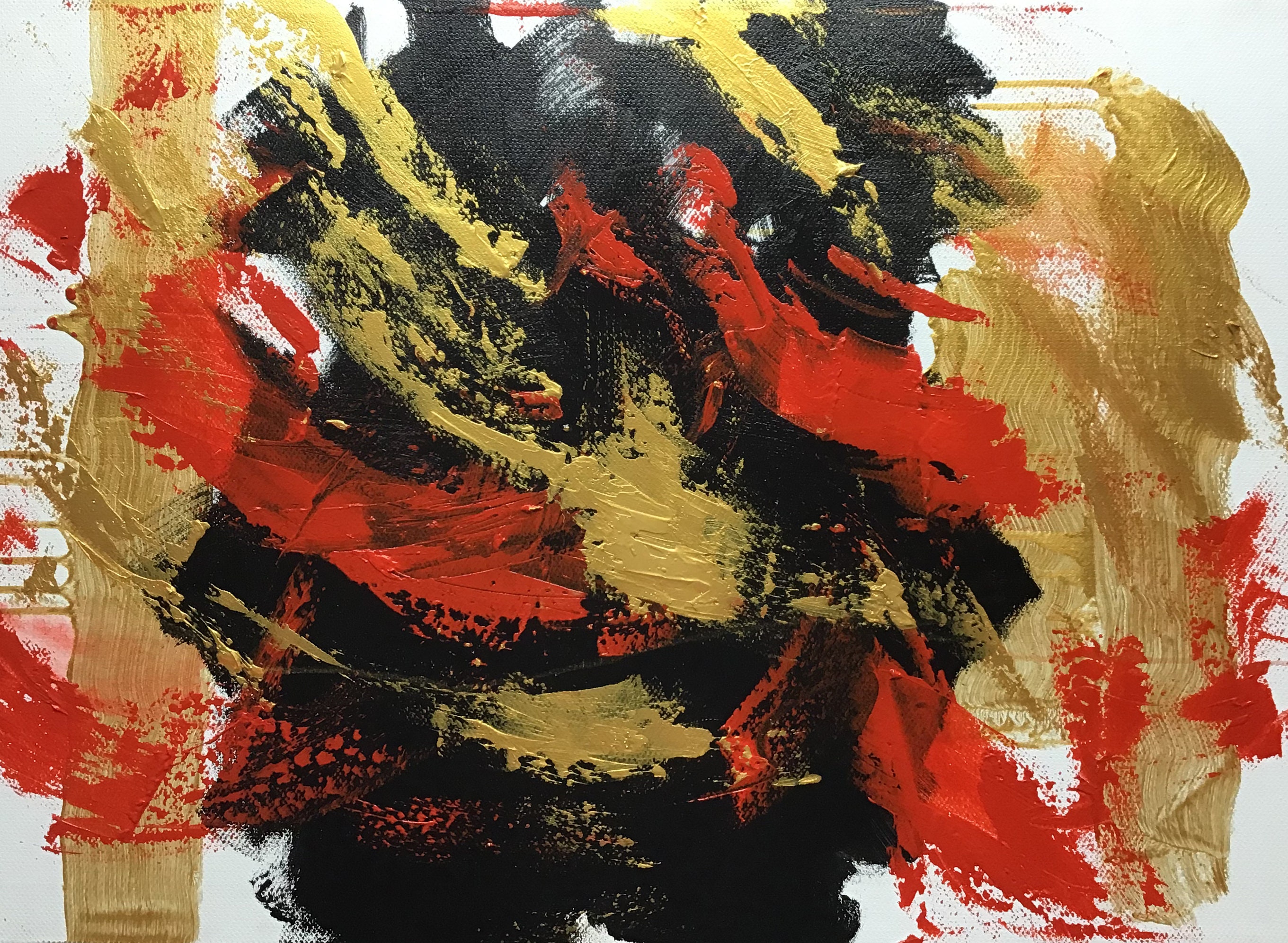 Large original Gold Red Black Abstract Painting Contemporary Etsy