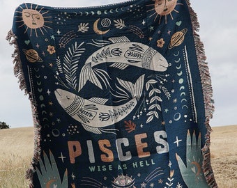 Pisces Blanket Zodiac Blanket Gifts For Pisces Baby Zodiac Horoscope Throw Blanket Astrology Gifts Pisces Throw Blanket Zodiac Tapestry