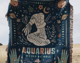 Aquarius Blanket Zodiac Blanket Gifts For Aquarius Baby Horoscope Throw Blanket Astrology Gifts Aquarius Throw Blanket Zodiac Woven Tapestry