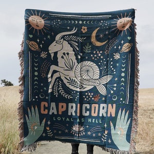 山羊座ブランケット 星座ブランケット 山羊座の赤ちゃんへのギフト スローブランケット 占星術ギフト 山羊座スローブランケット 星座織りタペストリー