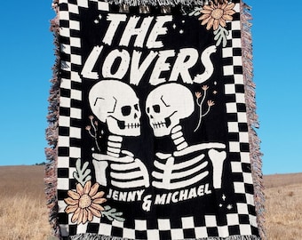 NEW Couple Skeleton The Lovers Personalized Couple Blanket Custom Wedding Blanket Till Death Do Us Part The Lovers Goth Couple Custom Spooky