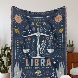 Libra Blanket Zodiac Blanket Gifts For Libra Baby Horoscope Throw Blanket Astrology Gifts Libra Throw Comfy Blanket Zodiac Tapestry image 3