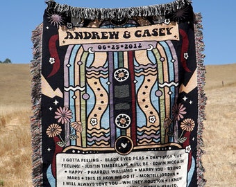 New Personalized Music Festival Concert List For Couples Gifts Woven Throw Blanket Unique Music Mixtape Playlist Gifts Couples Anniversary
