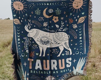 Taurus Blanket Zodiac Blanket Gifts For Taurus Baby Horoscope Throw Blanket Astrology Gifs Taurus Throw Blanket Zodiac Woven Tapestry
