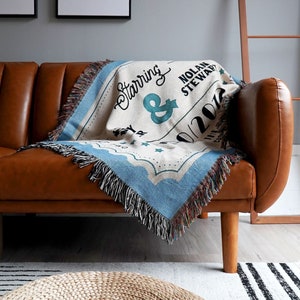 Custom Movie Ticket Woven Throw Blanket Retro Gift For Couple Gifts Ideas Personalized Couple Blanket Cotton Anniversary Gifts Retro Gifts