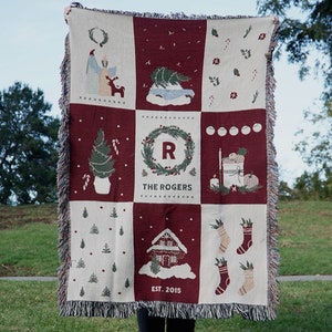 Personalized Holiday Gift Christmas Blanket Family Name Throw Blanket Holiday Decor Throw Blanket Christmas Gift For Parents Families
