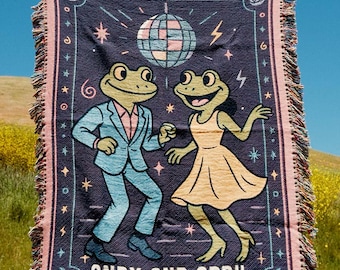 Personalized Dancing Frogs Couple Blanket Quirky Weird Gift Ideas For Couple Wedding Cotton Anniversary Gift For Husband Wife