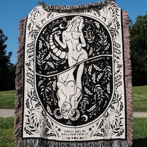 NEW Goddess Zodiac Signs Couple Blanket Zodiac Woven Blanket For Couples Custom Astrology Couple Gifts Zodiac Couple Gifts With Women Zodiac