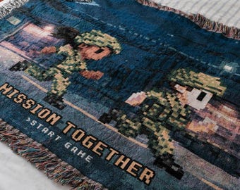 Gepersonaliseerde militaire deken voor koppels, pixelgamingcadeau voor koppels Aangepaste militaire liefdesdeken, plaatsingscadeau voor militaire koppels